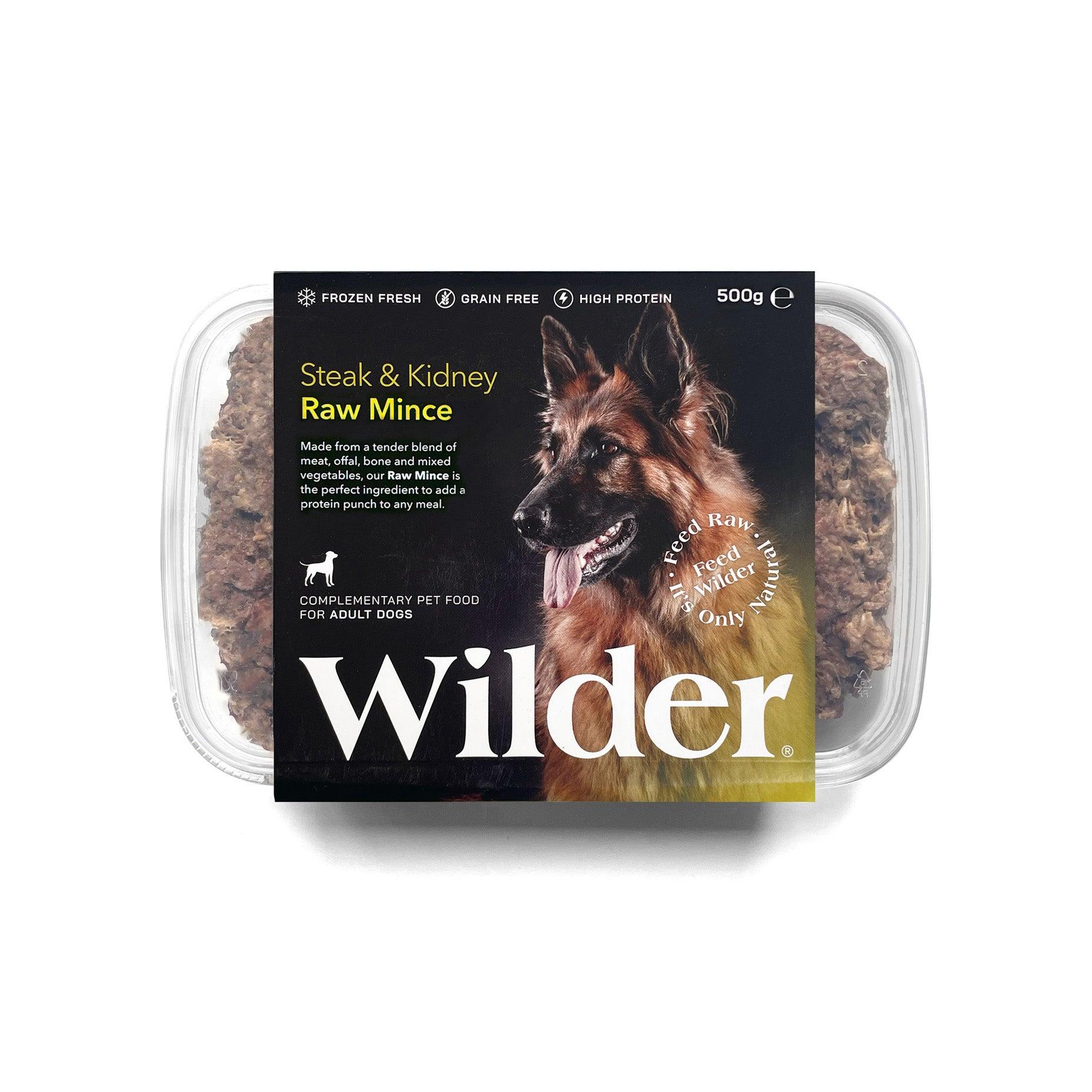 Wilder Steak & Kidney Raw Mince 500g Pack Yellow Label