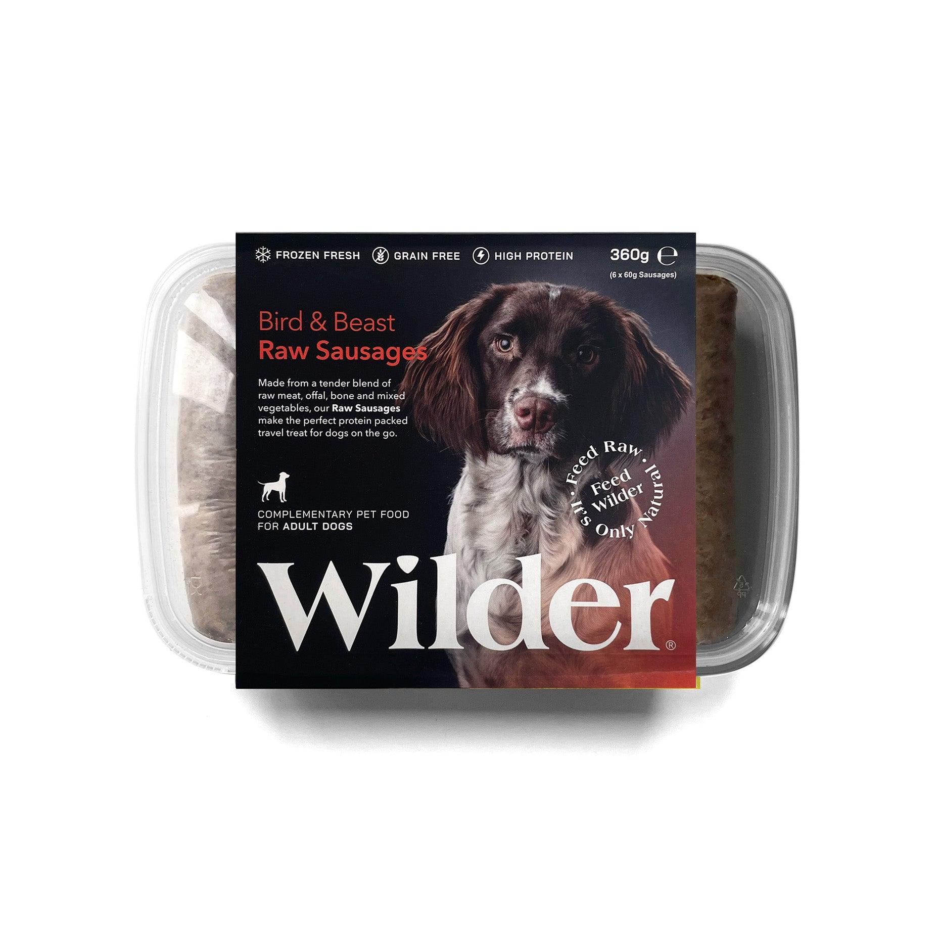 Wilder Bird & Beast Raw Sausages 360g Pack Orange Label